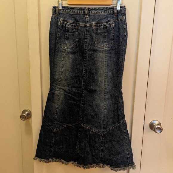 VTG Y2K Denim Fishtail Low Rise Maxi Skirt - Picture 3 of 3